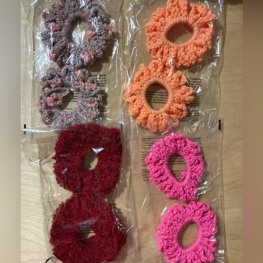 Hand Crochet Scrunchies set of 4 (AK1)
